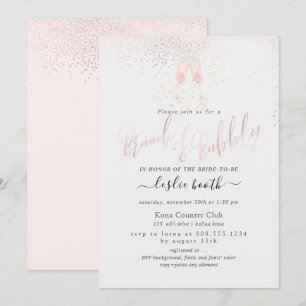 PixDezines Roze Champagne Bubbels Brunch+Bubbly Kaart