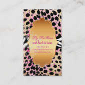 PixDezines  roze cheetah+zebra Visitekaartje (Achterkant)