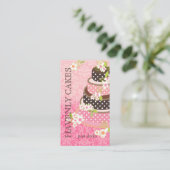 PixDezines Roze + Chocolade Cake/Bakery/Pâtisserie Visitekaartje (Staand voorkant)