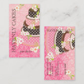 PixDezines Roze + Chocolade Cake/Bakery/Pâtisserie Visitekaartje (Voorkant / Achterkant)