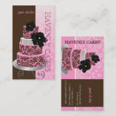 PixDezines Roze Chocolade damast taart/pâtisserie Visitekaartje (Voorkant / Achterkant)