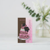 PixDezines Roze Chocolade damast taart/pâtisserie Visitekaartje (Staand voorkant)