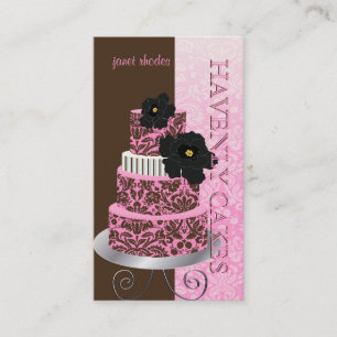 PixDezines Roze Chocolade damast taart/pâtisserie Visitekaartje
