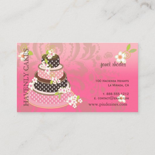 PixDezines Roze + Chocolade Weddenenkap Visitekaartje (Achterkant)