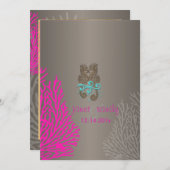 PixDezines  Roze Coral+Seahorse Kaart (Voorkant / Achterkant)