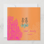 PixDezines  Roze Coral+Seahorse Kaart (Voorkant)