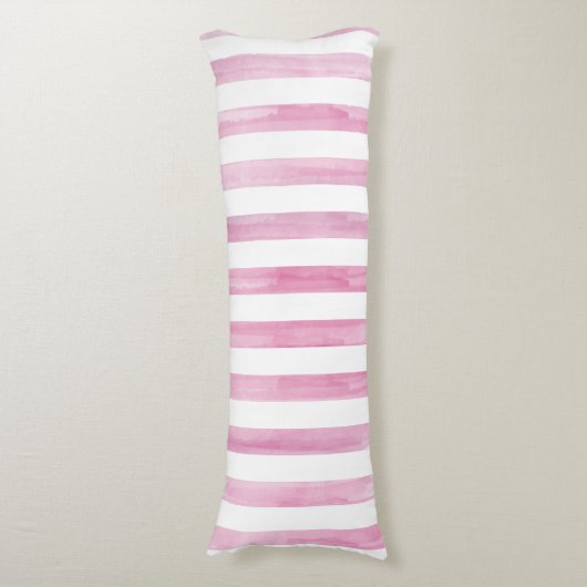 PixDezines roze digitale Waterverf/Adj. Stripes Lichaamskussen (Voorkant Verticaal)