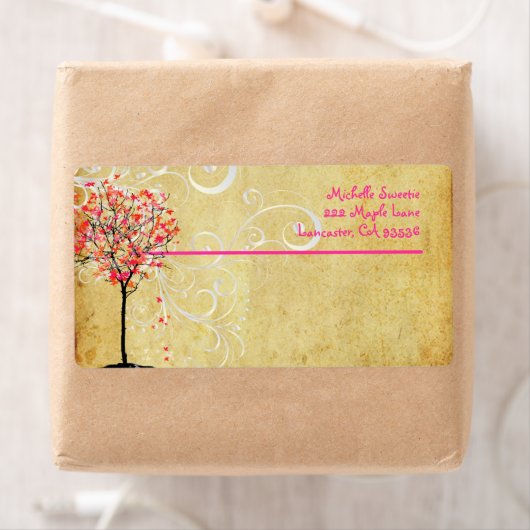 PixDezines Roze esdoorn Etiket (Insitu)