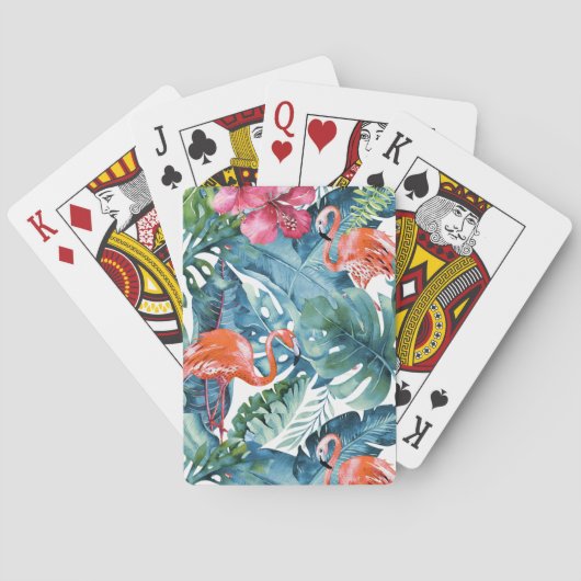 PixDezines Roze flamingos Blauwgroen afbraak Pokerkaarten (Achterkant)