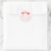PixDezines Roze Flamingo's Dank u + Blush Roze Ronde Sticker (Tas)