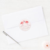 PixDezines Roze Flamingo's Dank u + Blush Roze Ronde Sticker (Envelop)
