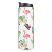 PixDezines Roze Flamingo's/DIY Achtergrondkleur Thermosbeker (Geroteerd rechts)
