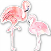 PixDezines Roze Flamingo's, mama+baby Sticker (Voorkant)