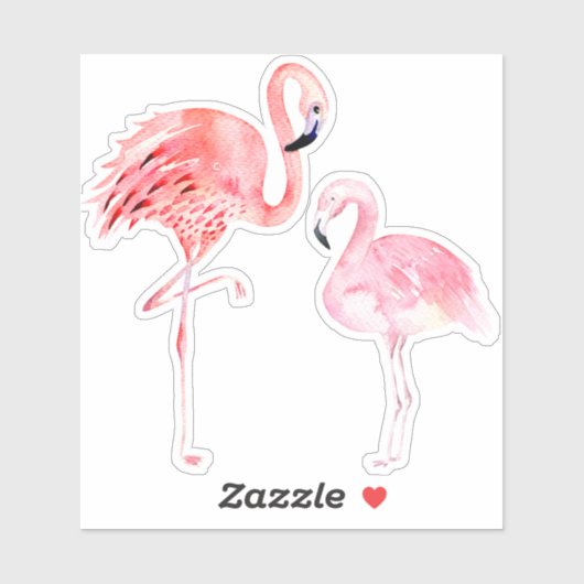 PixDezines Roze Flamingo's, mama+baby Sticker (Vel)