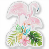 PixDezines Roze Flamingo's, mama+baby Sticker (Voorkant)