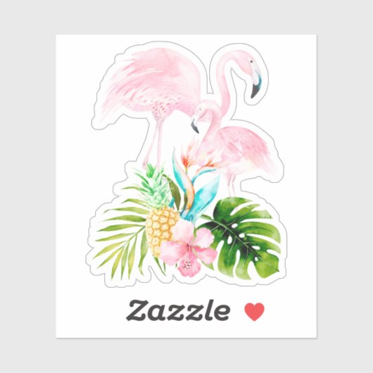 PixDezines Roze Flamingo's, mama+baby Sticker (Vel)