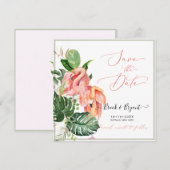 PixDezines Roze Flamingo's Tropisch gebladerte Kaart (Voorkant / Achterkant)