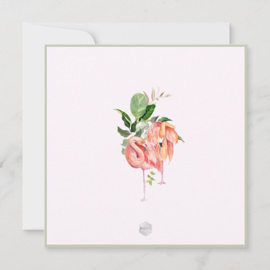 PixDezines Roze Flamingo's Tropisch gebladerte Kaart (Achterkant)