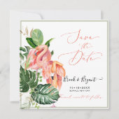 PixDezines Roze Flamingo's Tropisch gebladerte Kaart (Voorkant)