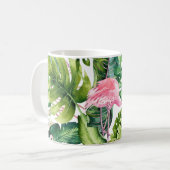 PixDezines Roze flamingos+Tropische afbraak Koffiemok (Voorkant links)