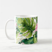 PixDezines Roze flamingos+Tropische afbraak Koffiemok (Links)