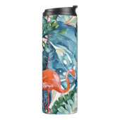 PixDezines Roze flamingos+Tropische afbraak Thermosbeker (Gedraaid links)