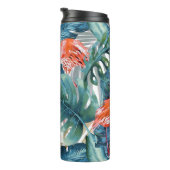 PixDezines Roze flamingos+Tropische afbraak Thermosbeker (Geroteerd rechts)