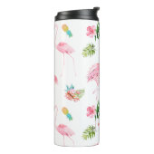 PixDezines Roze flamingos+Tropische afbraak Thermosbeker (Gedraaid links)