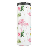 PixDezines Roze flamingos+Tropische afbraak Thermosbeker (Achterkant)