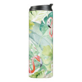 PixDezines Roze flamingos+Tropische afbraak Thermosbeker (Gedraaid links)
