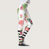 PixDezines roze flamingos+verstelbare zwarte strep Leggings (Rechts)