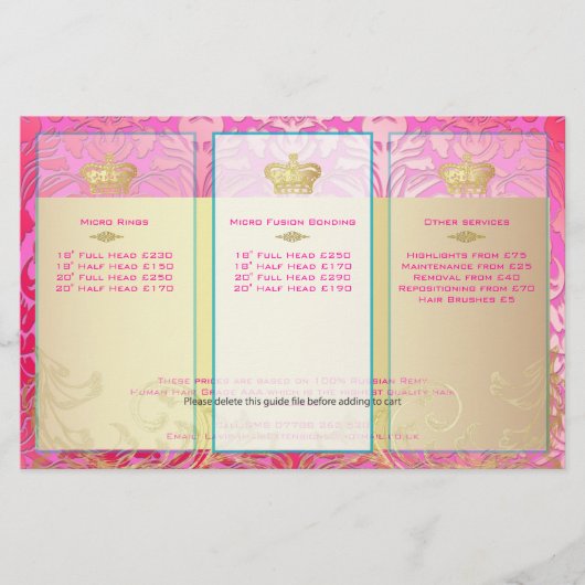 PixDezines roze flora damask Flyer (Voorkant)
