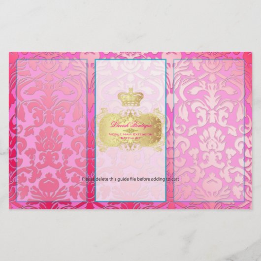 PixDezines roze flora damask Flyer (Achterkant)