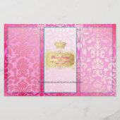 PixDezines roze flora damast Flyer (Achterkant)