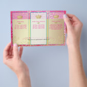 PixDezines roze flora damast Flyer (Hand)