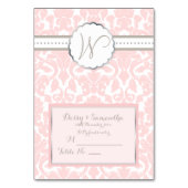 PixDezines roze flora damast tent plaats kaart (Voorkant)