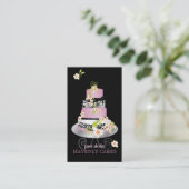 PixDezines roze fondant bruidstaart/diy kleur Visitekaartje (Staand voorkant)