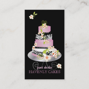 PixDezines roze fondant bruidstaart/diy kleur Visitekaartje