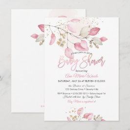 PixDezines Roze Gom Eucalyptus Baby shower Kaart