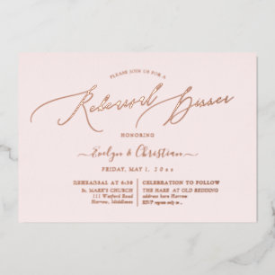 PixDezines Roze Goud Calligraphy Oefen Diner  Folie Uitnodiging