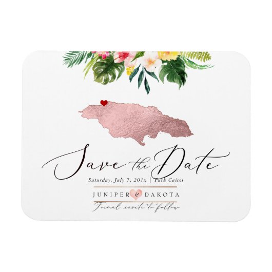 PixDezines Roze Goud Jamaica Kaart Magneet (Horizontaal)