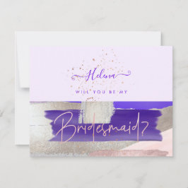 PixDezines Roze Goud+Paars Wil je .. Bruidsmeisje Kaart