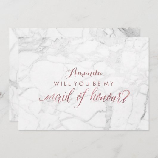 PixDezines Roze Goud Wil je mijn bruidsmeisje zijn Kaart (Voorkant / Achterkant)