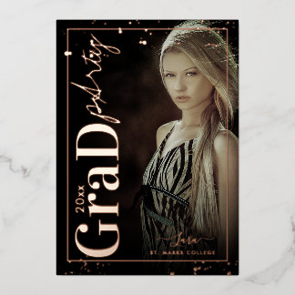 PixDezines Roze Gouden Afstudeerfeest Echt Folie Uitnodiging