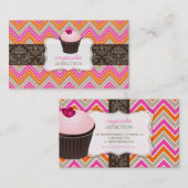 PixDezines roze harcakeek+chevron Visitekaartje (Voorkant / Achterkant)