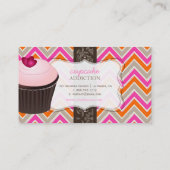 PixDezines roze harcakeek+chevron Visitekaartje (Achterkant)