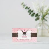 PixDezines roze harcupcake/pâtisserie Visitekaartje (Staand voorkant)