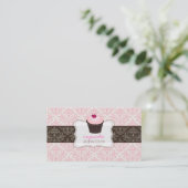 PixDezines roze hark cupcake+celine vocht Visitekaartje (Staand voorkant)