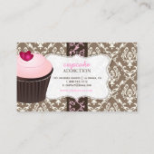 PixDezines roze hark cupcake+chantal damask Visitekaartje (Achterkant)
