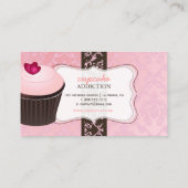 PixDezines roze hark cupcake+chantal damask Visitekaartje (Achterkant)